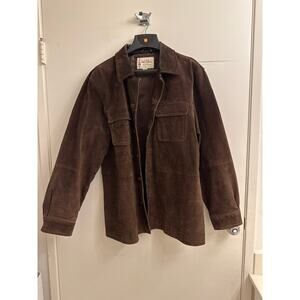 BC Ethics Brown Suede Leather Shacket | 90s Quiet Luxury Western Fall Layer L